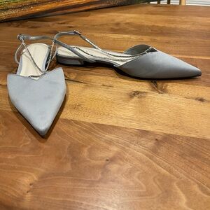 Charles Keith Slingback Point Toe Rhinestone Flats baby blue